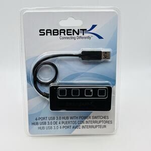SABRENT 4 Port USB 3.0 Hub with Power Switches. New. Sealed.
